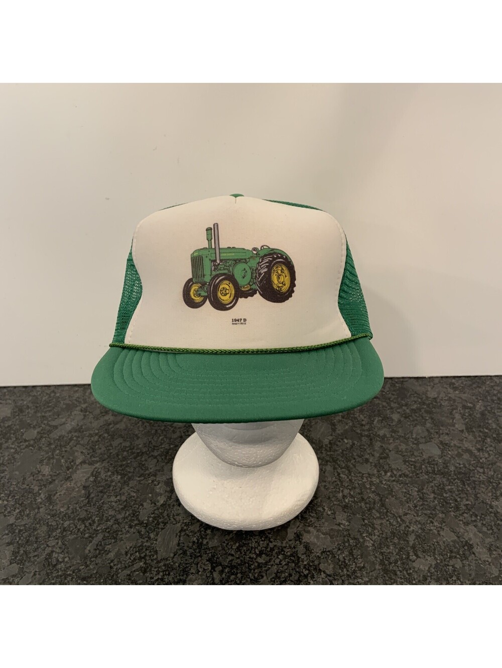 Vintage Nissin John Deere 1947D Tractor Trucker Snapback Mesh Hat MINT